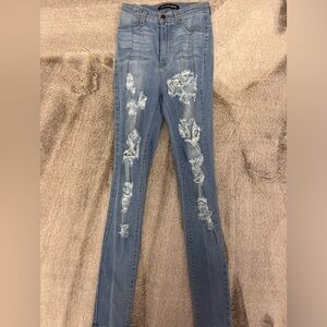 Distressed Fashion Nova Blue Jeans